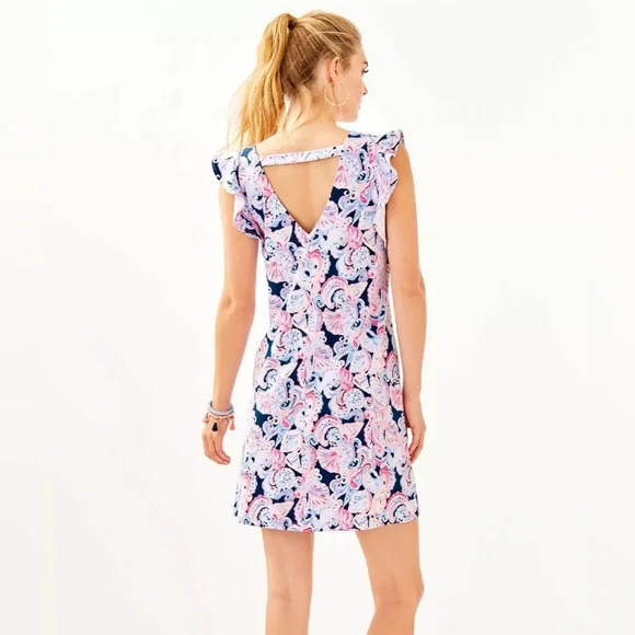 LILLY PULITZER DANI DRESS High Tide Navy Its For Shore size Small - Picture 2 of 9